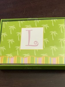Cape Shore Palm Tree Trees Initial Letter "L" Notecards Note Cards - Set of 12