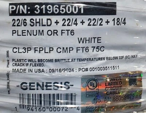 Cable de control de acceso Plenum Genesis 3196 18/4C+22/3P+22/4C+22/2C blanco/50 pies - Imagen 1 de 13