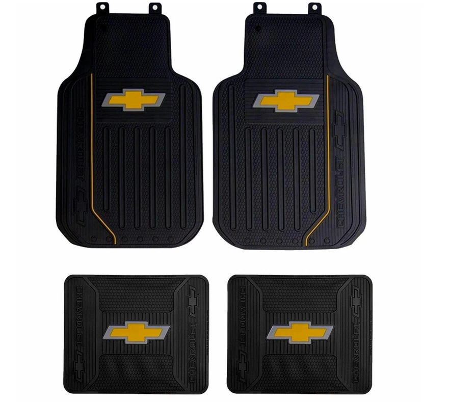 New Chevy Elite Bowtie Logo Car Truck Front / Back All Weather Rubber Floor Mats Foto 1 de 1