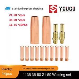 YOUCU 14pcs For Tweco Mini#1 Lincoln Magnum 100L 11-35 35-50 21-50 Welding Set - Picture 1 of 4