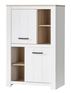 Highboard Eike 4 weiß Eiche Bianco 87x144x43 cm Wohnzimmerschrank Esszimmer - Bild 1 von 5