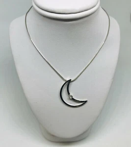1 girocollo in Oro bianco 18kt con luna e Diamante Diamond moon white gold - Imagen 1 de 2