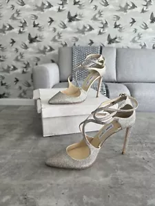 Jimmy Choo Lancer 100 Platinum ice UK7 EU40 New Slingback Strappy Mule DEFECT - Picture 1 of 22