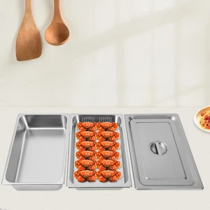 Full Size Perforated Stainless Steel Steam Table Food Pan Deep Hotel Steam Pan - Picture 1 of 15