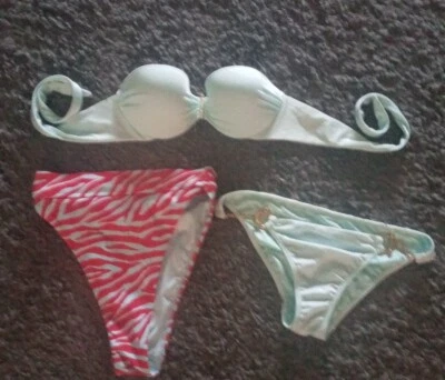 Biquíni e parte inferior de biquíni Victoria Secret 3 peças misturadas ótimo estado tamanho XS - Imagem 1 de 4