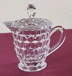Klarglas Fostoria Kristall Amerikanisch 10 Unzen Sirupkrug mit Glasdeckel 1938-1944 - Bild 1 von 18