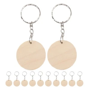 Llavero redondo de madera accesorios llavero en blanco niños hágalo usted mismo llaveros - Imagen 1 de 12