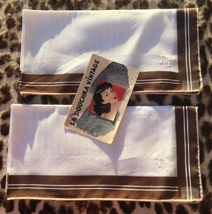 CHRISTIAN DIOR 1970s COMBED COTTON HANDKERCHIEFS~ LOT OF 2~MADE IN FRANCE~UNUSED - Picture 1 of 8