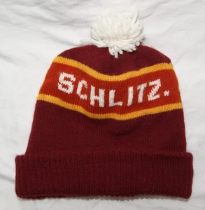 cappello berretto birra schlitz con pom rosso (bordeaux) taglia unica adatto alla maggior parte vintage vintage - Foto 1 di 6