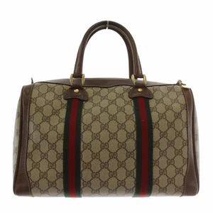 Gucci Old Boston Bag Hand Pvc Leather Gg Pattern Sherry Line All-Over Beige - Picture 1 of 9