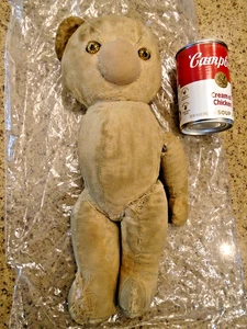 Gut getragen - 40er-50er Jahre Baumwolle - Teddybär - 14" groß - Kunststoffaugen - Bild 1 von 6
