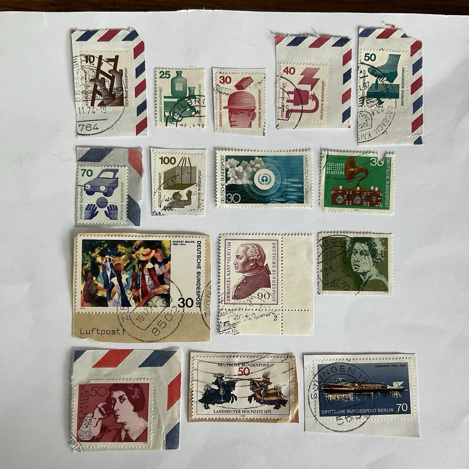 15 Germany stamps~1971-1975~Accident prevention~Macke~joust+German occupation - Image 1 of 4