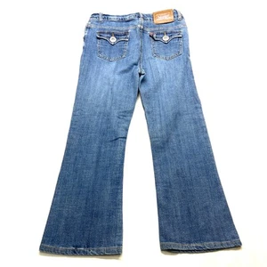 VTG Levi's Jeans Girls 12 1/2 Plus Blue Denim Cotton Stretch Flare Leg Zip Fly - Picture 1 of 20