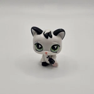 Littlest Pet Shop LPS Magic Motion White Black Cat #493 Kitten 2005 vintage - Imagen 1 de 6