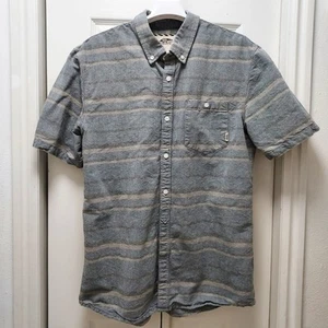 Vans Off The Wall Button Down Shirt 100% Cotton Striped Gray/blue Youth Large  - Picture 1 of 14