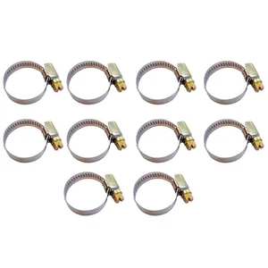 Set of 10 Stainless Steel Tube Clamps Hose Clips for Fuel Pipes 8 to 12mm - Picture 1 of 13