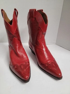 Nine West Boots Womens 10M Red Leather Reptile Pattern Detail Western Cowgirl - Image 1 of 4