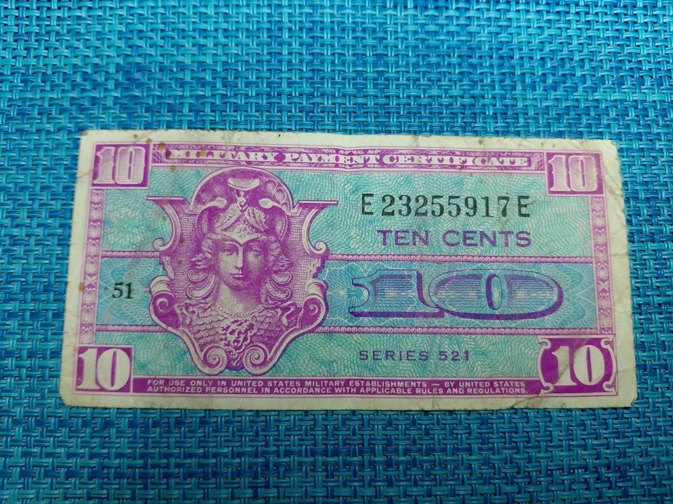 🇺🇸 USA Military Payment 10 cents series 521  banknotes 102925-29 - Image 1 of 2