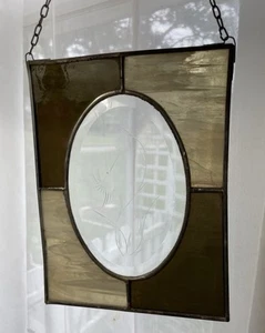 Stained Glass Hummingbird  Flowers Sun Catcher Etched Hanging Vintage Bird - Picture 1 of 10