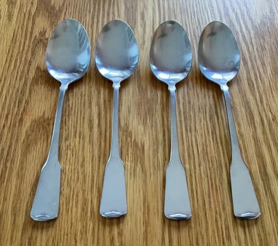 Oneida American Colonial 4 Satin Stainless Oval Soup Spoons 6 1/2" Cube Mark - Image 1 of 4