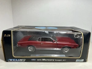 WELLY 1/18 SCALE 1970 MERCURY COUGAR XR7 – DARK RED WITH BLACK ROOF & INTERIOR - Picture 1 of 8