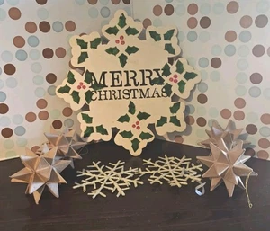 Lot Of Farmhouse Style Snowflakes And Stars, Christmas Decorations - Picture 1 of 5