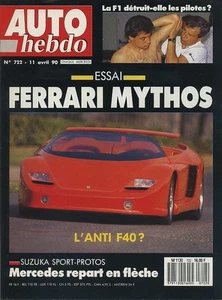 AUTO HEBDO Nr. 722 11.04.1990 Ferrari Mythos R25 V6 Turbo 1000km SUZUKA - Bild 1 von 1