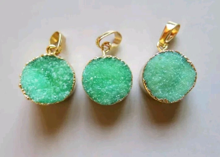 Round Druzy Pendant with Electroplating Gold Edge - Image 1 of 1