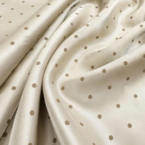 Suit Jacket Lining Fabric - Beige & Brown Polka Dot Spot - Satin Lining Fabric - Picture 1 of 6
