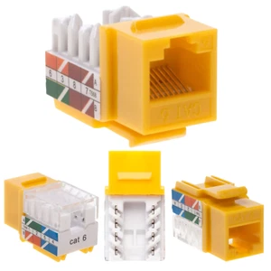 40 pcs Cat6 Punchdown Keystone Jack Yellow 45 Degree Angle Ethernet Network PACK - Afbeelding 1 van 10