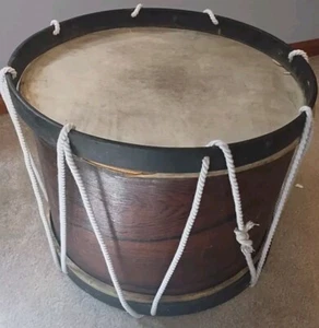 Antique USA Made Cowhide Wood Drum With Some Original Rope - Picture 1 of 10