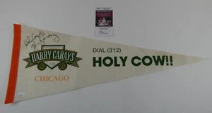 Harry Caray Signed Pennant Chicago Holy Cow Harry Caray's Flag 12x29.5 JSA COA - Picture 1 of 7