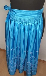 Dirndlschürze Trachtenschürze Schürze türkis Satin Handarbeit - Bild 1 von 6