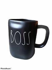 Rae Dunn Boss Coffee Tea Mug Black Large White Letter 