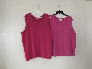 Laura Ashley Vest size 2X /3X🌷Pink Stretch Colorfully Knit🌟 Set of 2 Items - Picture 1 of 11
