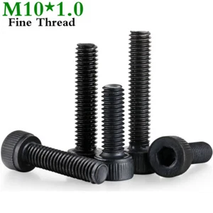 M10 -1.0 Fine Thread Grade 12.9 Hex Socket Head Cap Screw Allen Bolt Black Oxide - Picture 1 of 12