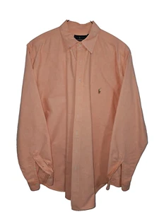 XL Alto Melocotón Coral Polo Ralph Lauren Hombres Camisa Abotonada Manga Larga - Imagen 1 de 3
