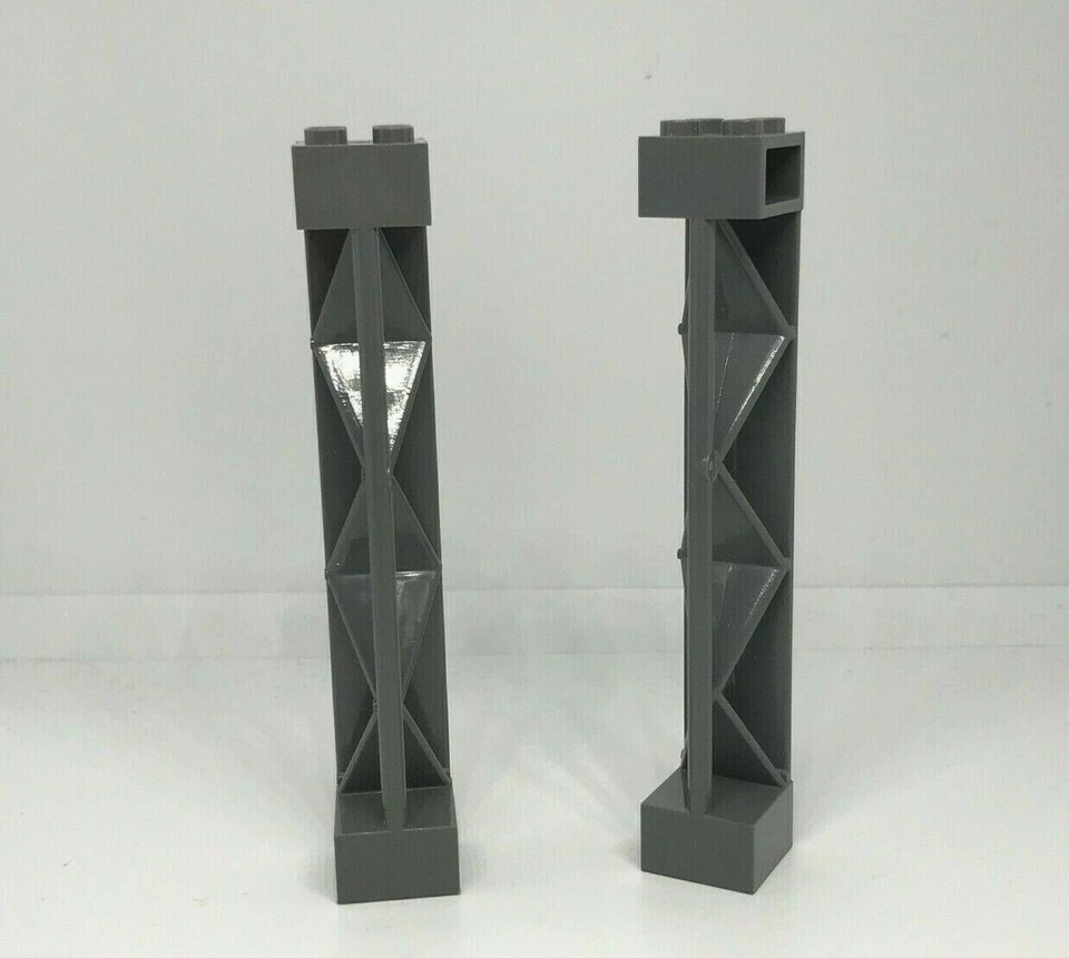 LEGO : 2x Support 2 x 2 x 10 Type 2 - Réf 57893 gris bleuté foncé - Set 7894 - Photo 1/1