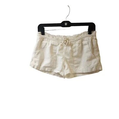 Pantalones Cortos Elásticos Roxy Oceanside Talla Pequeña Mezcla Lino-Lino Blanco  Foto 1 de 4