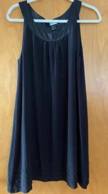 H&M Women's Black Shift Silk Dress Sleeveless Round Neck Size 10 - Image 1 of 4