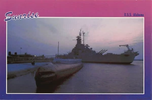Postcard AL: Sunrise, USS Alabama, Mobile, Alabama, Unposted, 4x6 - Picture 1 of 2