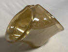 Vintage Authentic Italy Murano Blown Glass Gold Basket Vase Bowl