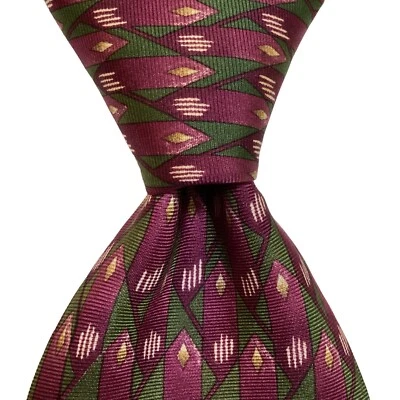 Corbata CHRISTIAN DIOR Para Hombre 100% Seda Diseñador EE. UU. Geométrica Púrpura/Verde Usada en Excelente Condición Foto 1 de 3