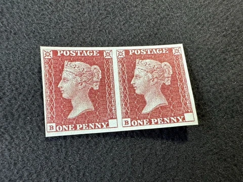 1841 GB QV Victoria Penny Red Missing Plate Pair MNH Reproduction Stamp sv Cover