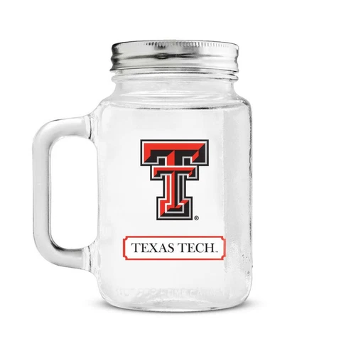 Texas Tech Red Raiders 20oz Mason Jar with Lid [NEW] Mug Pint Glass Drink Patio Cover