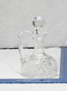 Vintage Handcrafted Cut Crystal Glass Decanter Cruet Star Cut 6" - Picture 1 of 10