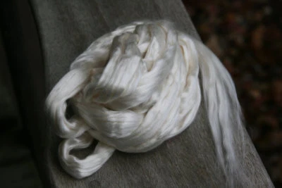 Bleached White Tussah Silk 1 LB roving fiber spinning One Pound - Image 1 of 4