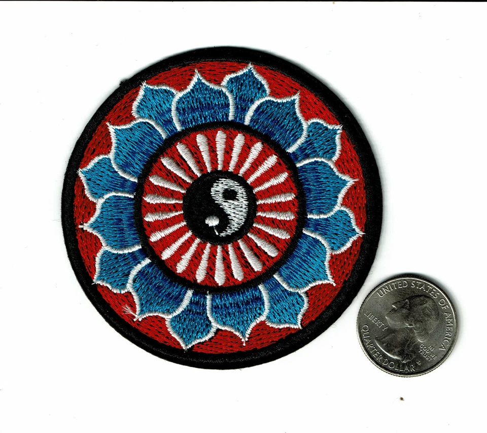  3" Yin-Yang Lotus Flower  Iron On patch YOGA Om Aum infinity ॐ patches ohm  - Image 1 of 1