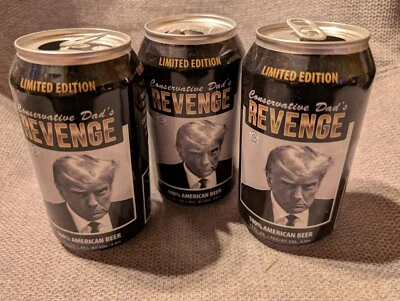 3 latas de cerveza vacías Trump Mugshot Conservative Dad's Revenge edición limitada Foto 1 de 4