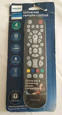 Philips Universal TV Remote Control Compatible w ROKU & SAMSUNG for 4 Devices  - Image 1 of 4